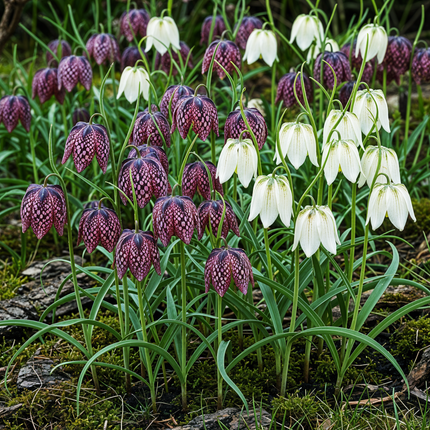 Bloembollen - Fritillaria Meleagris Mix - Kleur Paars en Wit - 30 stuks - Bolmaat 6/7 - XXL Pack
