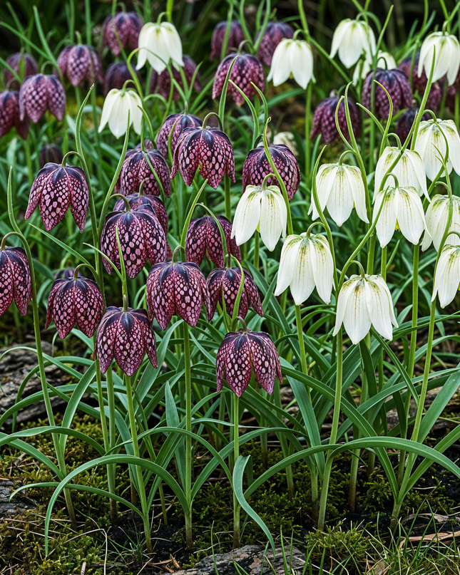 Bloembollen - Fritillaria Meleagris Mix - Kleur Paars en Wit - 30 stuks - Bolmaat 6/7 - XXL Pack