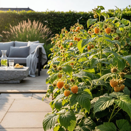 Gelbe Himbeere Obstpflanzen - 6 Pflanzen - Rubus idaeus Fallgold - Winterfest - Topf 9 cm