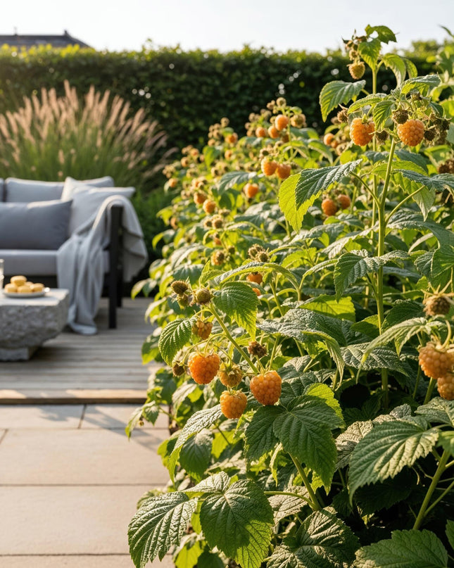 Yellow Raspberry Fruit Plants - 6 plants - Rubus idaeus Fallgold - Hardy in Winter - Pot 9 cm