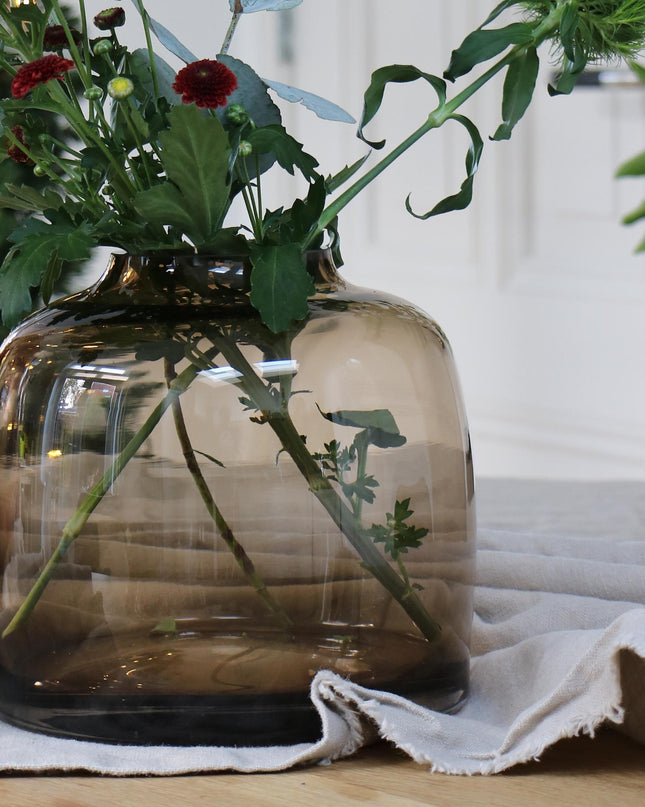 Vaas glas - H25 W25 - Bartica - Taupe