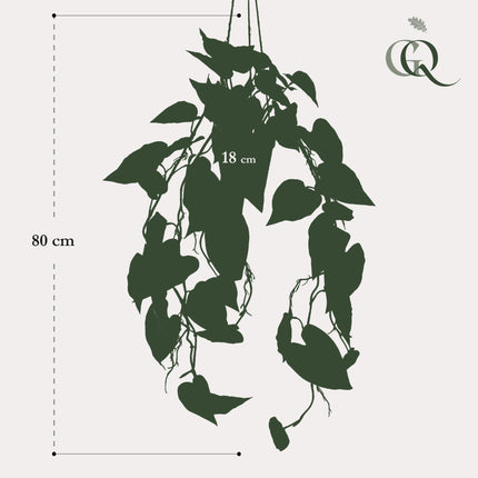 Kunstplant - Philodendron scandens - Klimmende Boomliefhebber - ↕ 80 cm