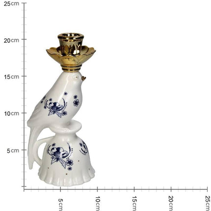 Kandelaar - Vogel Porcelijn - Delfts Blauw - 21 cm