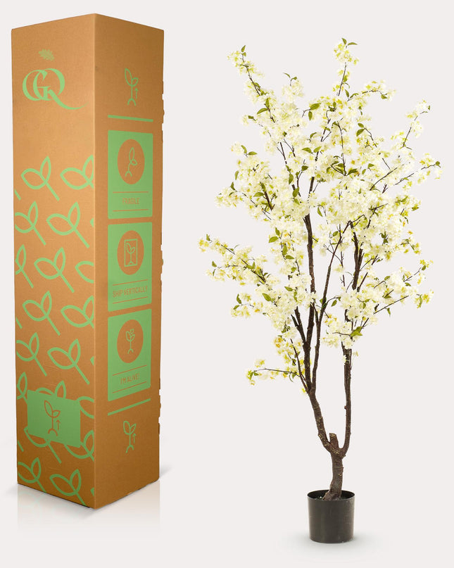 Kunstplant - Prunus - Kersenbloesem - Wit - ↕ 210cm